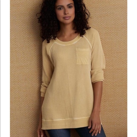 Soft Surroundings Sweaters - Soft Surroundings Autumn Waffle Tunic Long Sleeve Thermal Top Size XS Gold